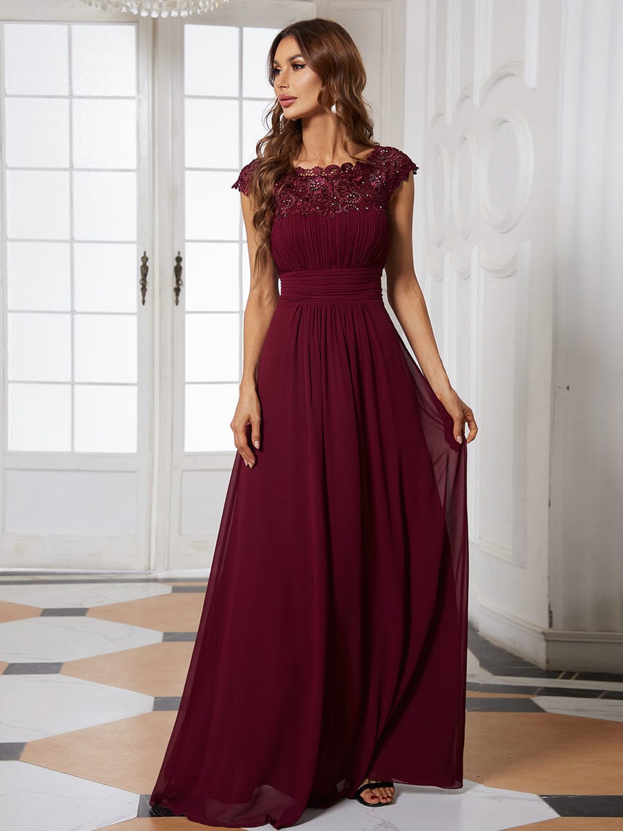 Sophisticated Lace Detail Evening Gown