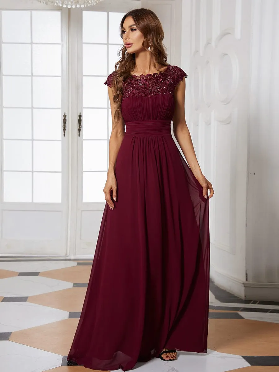 Sophisticated Lace Detail Evening Gown