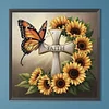 Sonnenblume Schmetterling Kreuz - runder Bohrer Diamantmalerei - 30*30cm