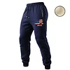 Men's Vintage American Flag Patriotic Fleece Zipper Pocket Elastic Drawstring Jogging Sweatpants by Inlyline