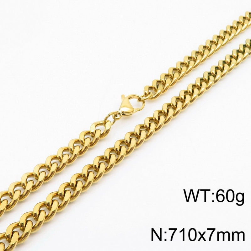 Fashion Simple Bracelet Stainless Steel Six-Sided Grinding Chain Choker Necklace