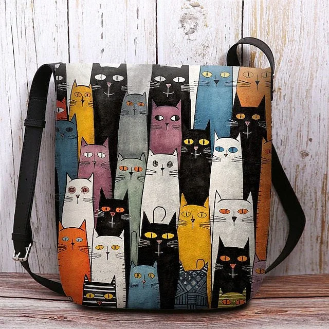 Style & Comfort for Mature Women Women's Cat Print Crossbody Bag