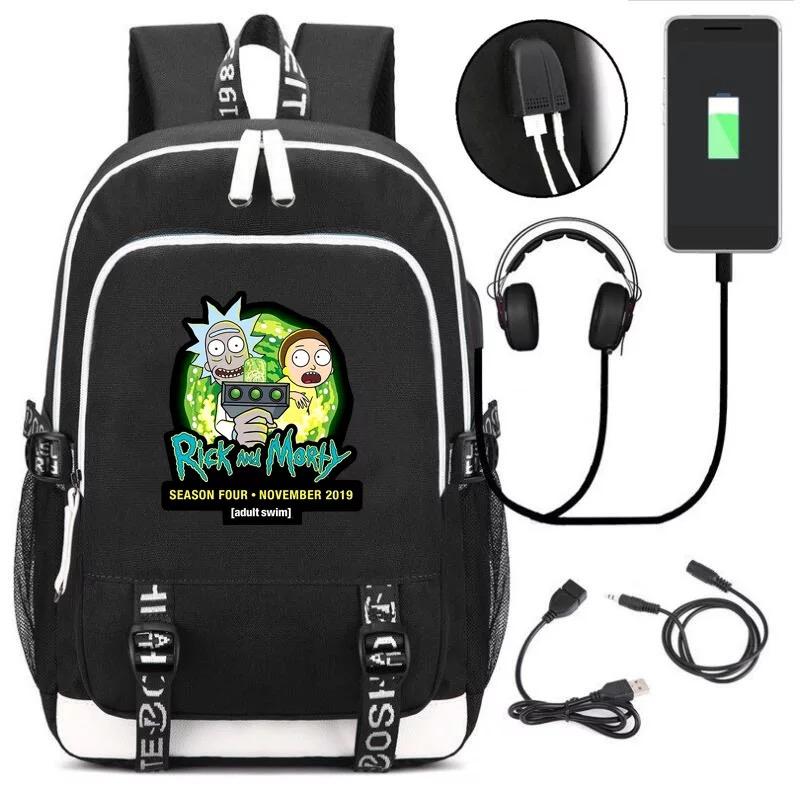 Mayoulove Anime Rick And Morty #5 USB Charging Backpack School Note Book Laptop Travel Bags-Mayoulove
