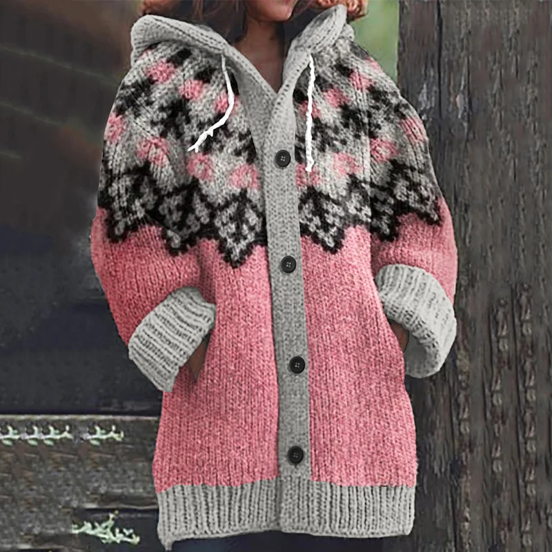 Vintage Jacquard Warmth Icelandic Knit Print Women's Sweater