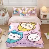 Chiikawa 夏季冰絲涼感四件套｜可愛卡通床組｜單人宿舍涼被床單組合