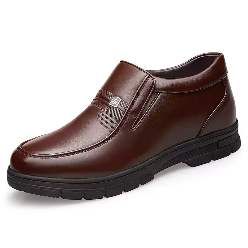 Letclo™ Mens Genuine Leather Soft Insole Casual Business Slip On Plush Chunky Loafers  letclo Letclo