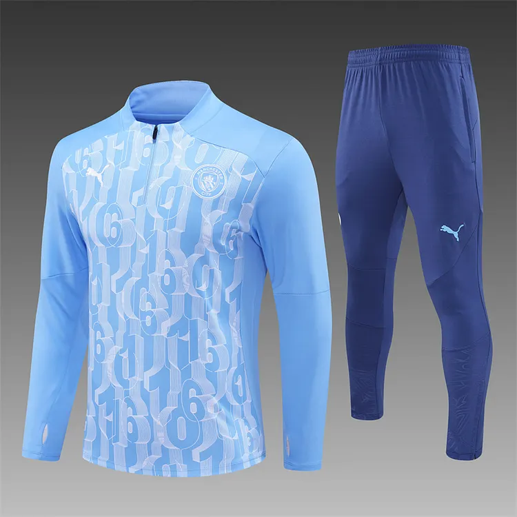2024-25 Manchester City Light Blue Half-Raised Training Jersey