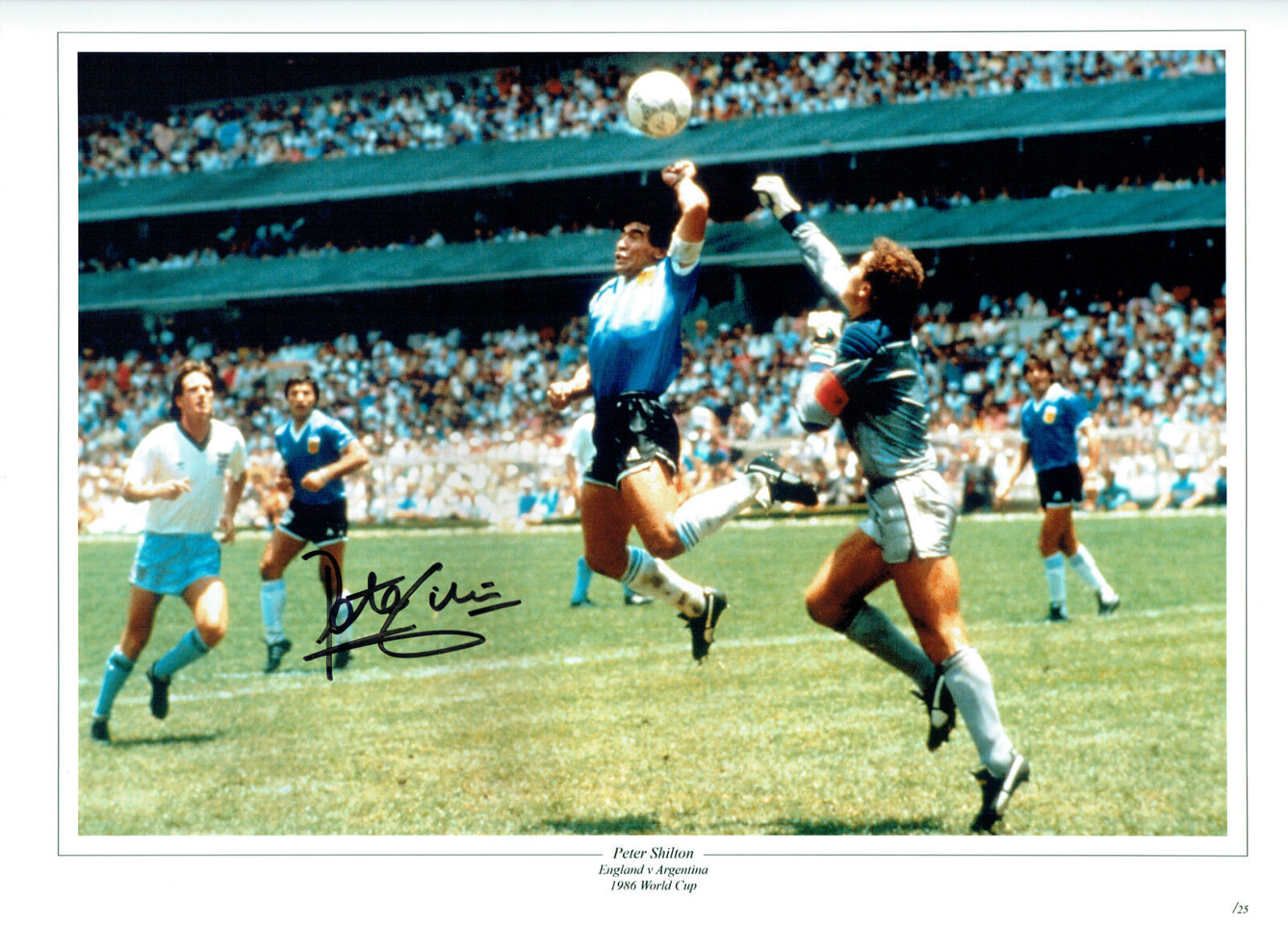 Peter SHILTON Signed ENGLAND Hand Of God Autograph 16x12 Montage Photo Poster painting AFTAL COA