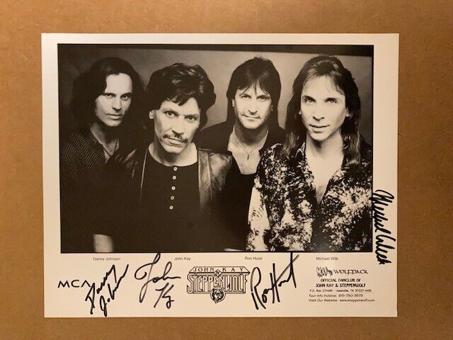 Steppenwolf John Kay Rock Band Signed 8x10 Photo Poster painting(4 sigs) with COA