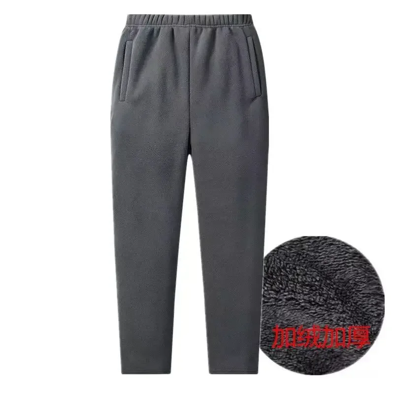 Erpret Men's Trousers Autumn Winter Warm Fleece Fitness Sportswear High Quality Double-sided Velvet Loose Thicken Long Outdoor Trousers