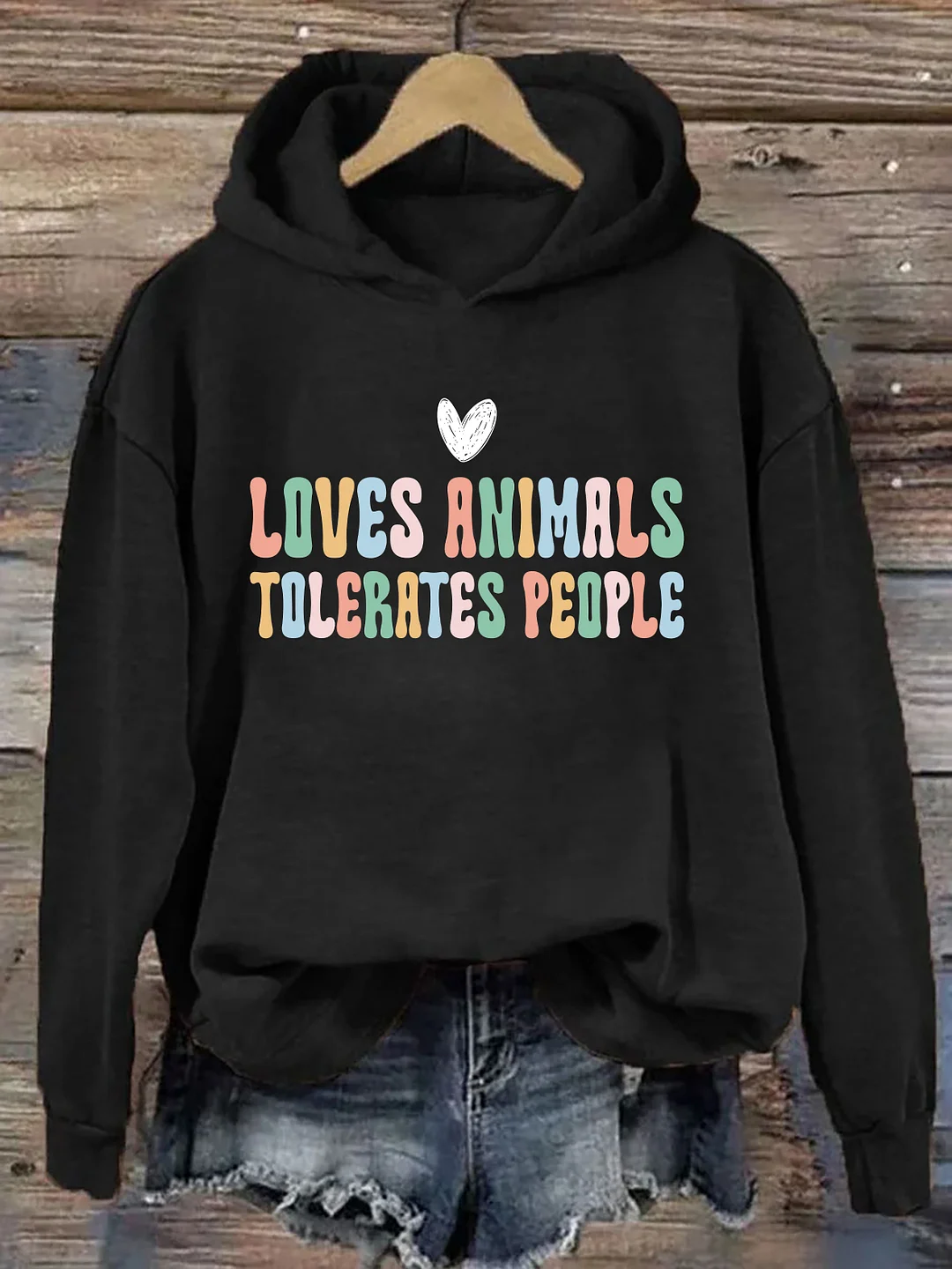 Love Animals Tolerates People Hoodie