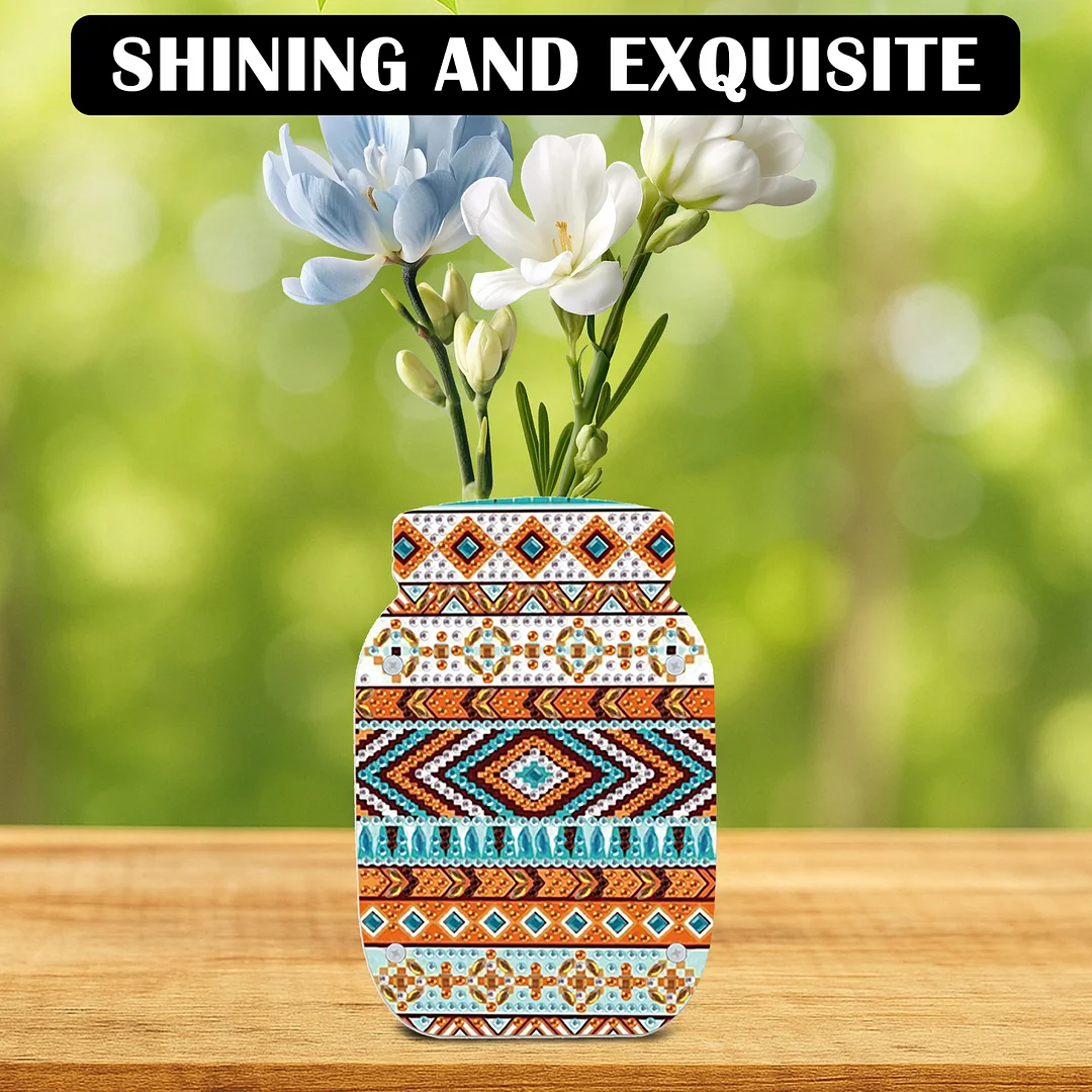 Mandala Acrylic Double Sided Special Shape Diamond Painting Vase for Home