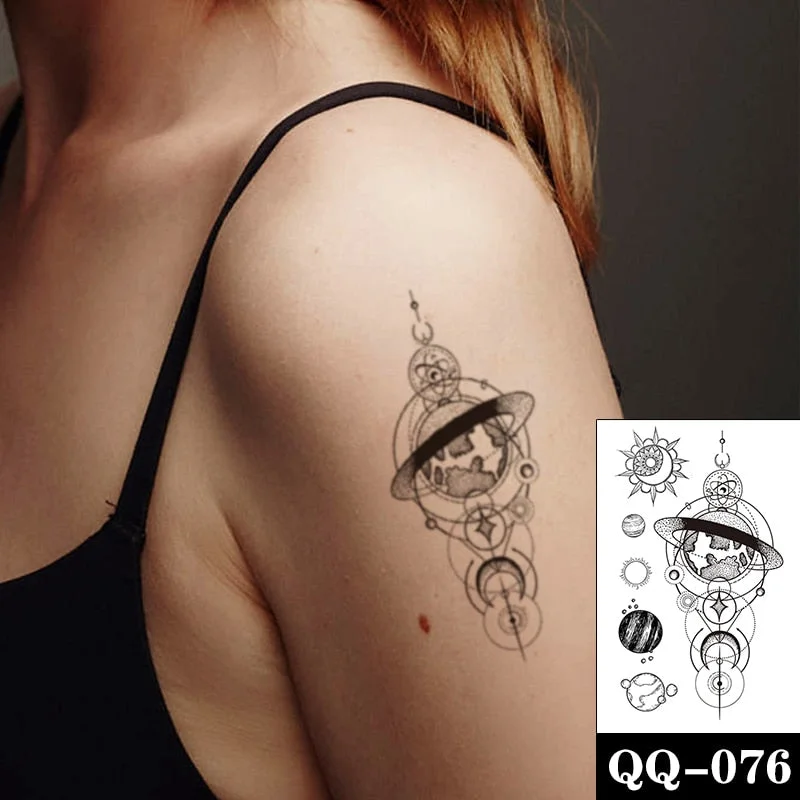 Tattoo Sticker Moon Sun Lunar Star Element Body Art Makeup Waterproof Temporary Women and Men Fake Tatoo