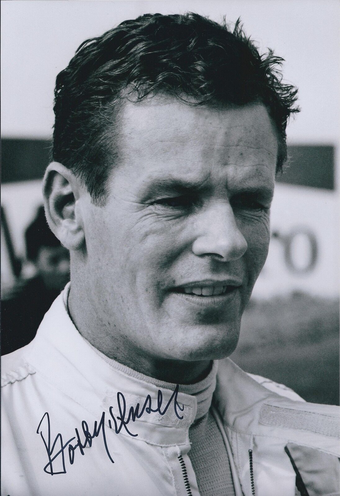 Bobby Unser SIGNED Indianapolis Raceway Portrait 12x8 Photo Poster painting AFTAL COA Autograph