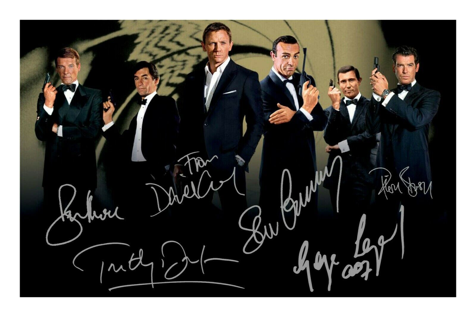 All James Bond Actors 8x6 INCH autograph signed Photo Poster painting