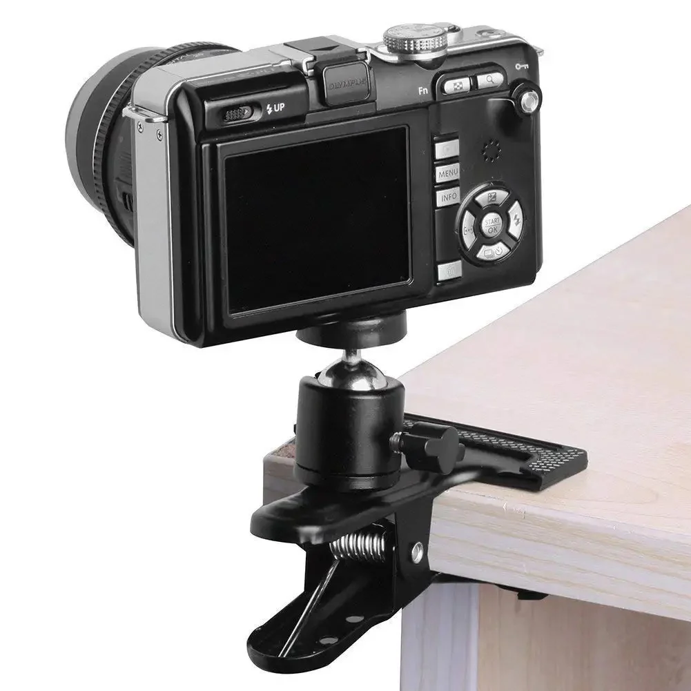 1 Pair Cross Stitch Clip Clamp 360 Rotation Clip-On Desk Stand for Camera Tripod