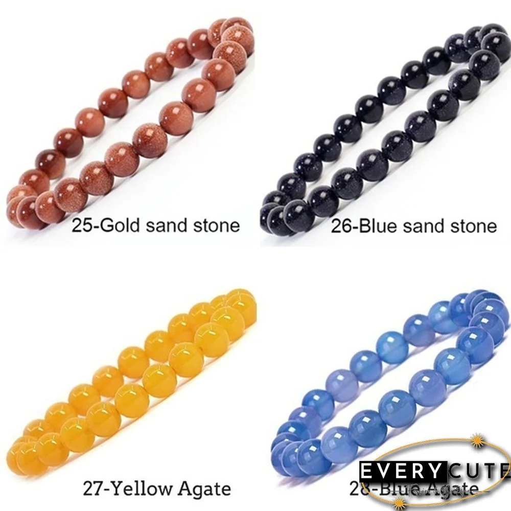 Natural Gemstone Round Beads 8mm Bracelets Apatite / Agate /amethyst /watermelon /Rose Quartz /Morgan Stone/malachite/Tiger Eye Fashion Bracelet 75 Styles