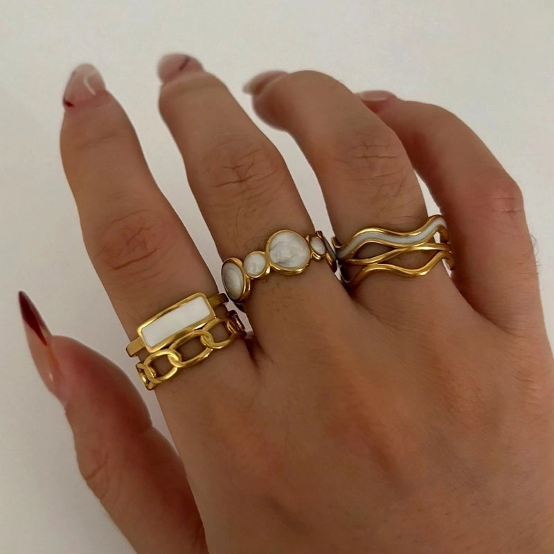 Elegant Solid Color 316L Stainless Steel  Enamel Stainless Steel Rings