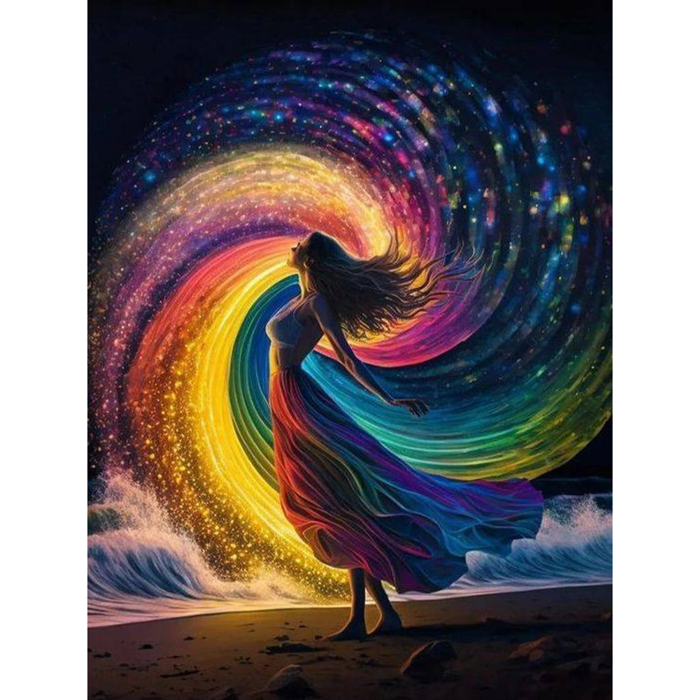 Rainbow Girl 30*40cm(canvas) full round drill diamond painting