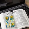 (US Only)4Pcs DIYSunflower Feather Diamond Painting Bookmarks Mosaic Art for Book Lovers