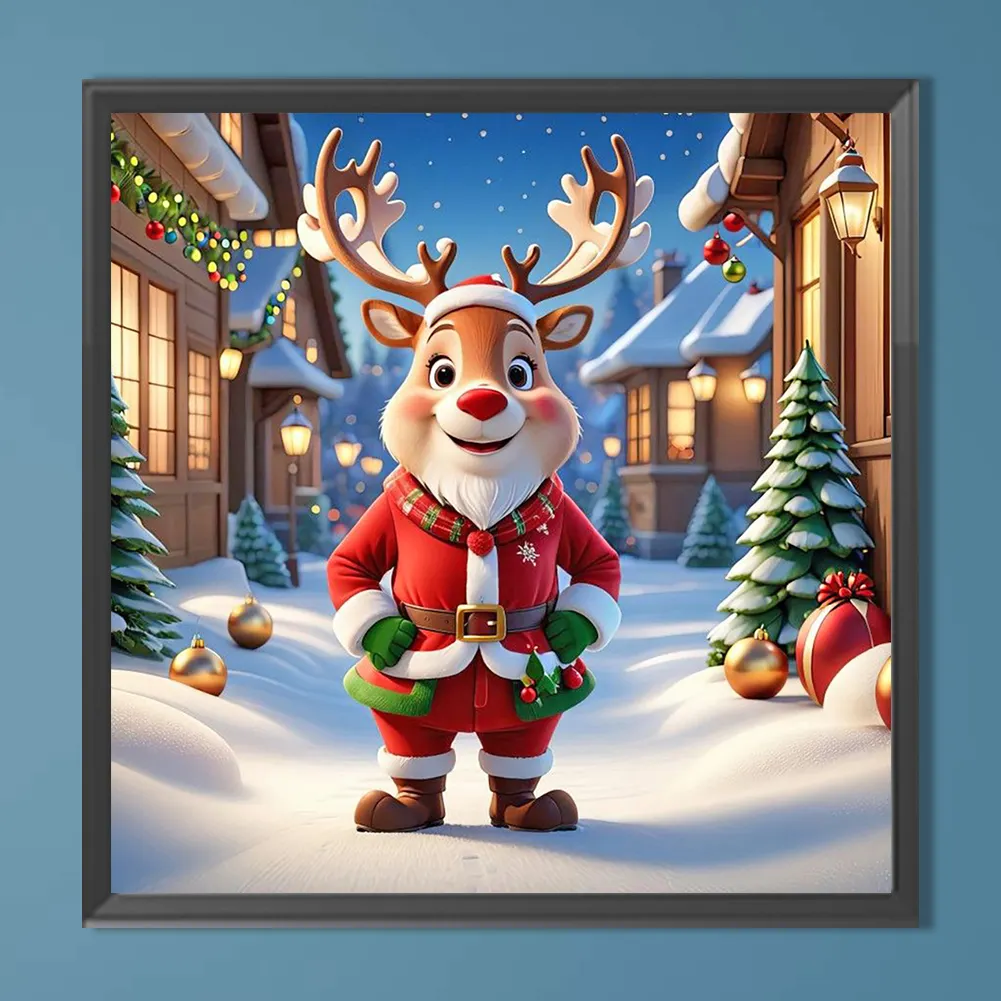 Diamond Painting - Full Round Drill - Christmas Deer(Canvas|40*40cm)