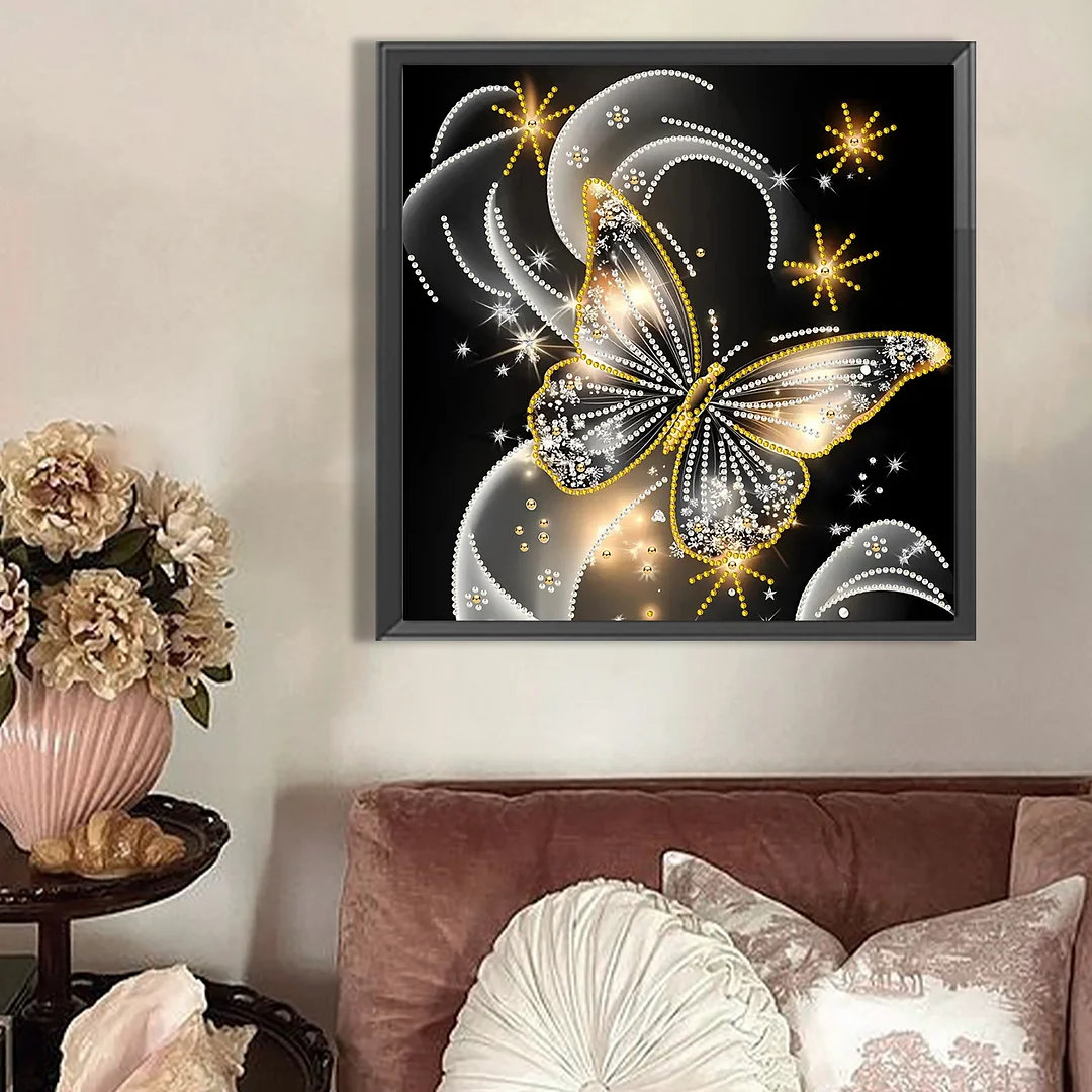 Dreamy Butterfly - Partial Special Shaped Drill Diamond Painting Kits (Canvas|30*30cm)