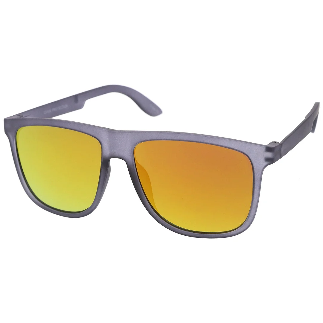 Lifestyle Rubberized Matte Flat Top Colored Mirror Square glasses 55mm