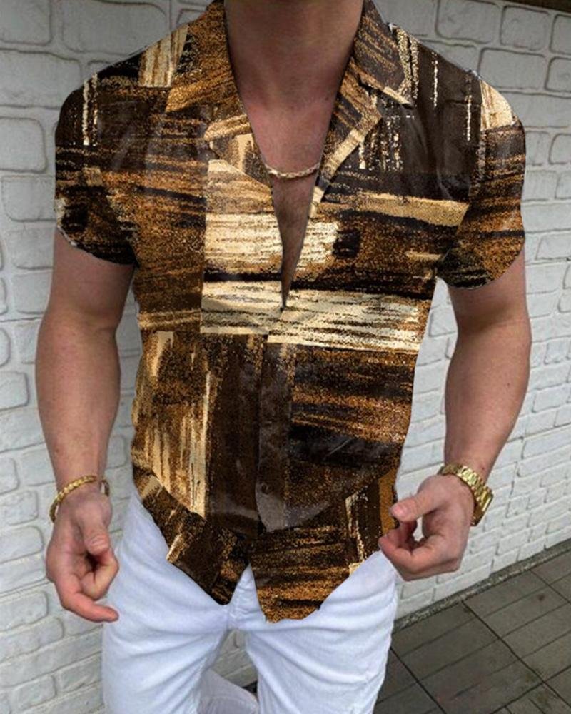 Men's Oil Painting Printed Casual Shirt