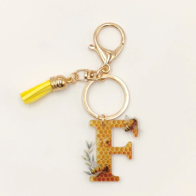 Classic Style Commute Letter Bee Arylic Unisex Bag Pendant Keychain