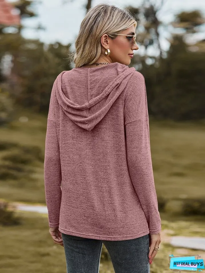Dropped Shoulder Hooded Blouse