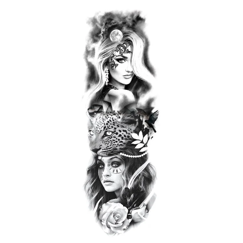 Sdrawing Tattoos Arm Sleeve Man Skeleton Hand Tiger Fish Fox Animal Stickers Supernatural Fake Tattoo Evil For Men Waterproof 1028-0