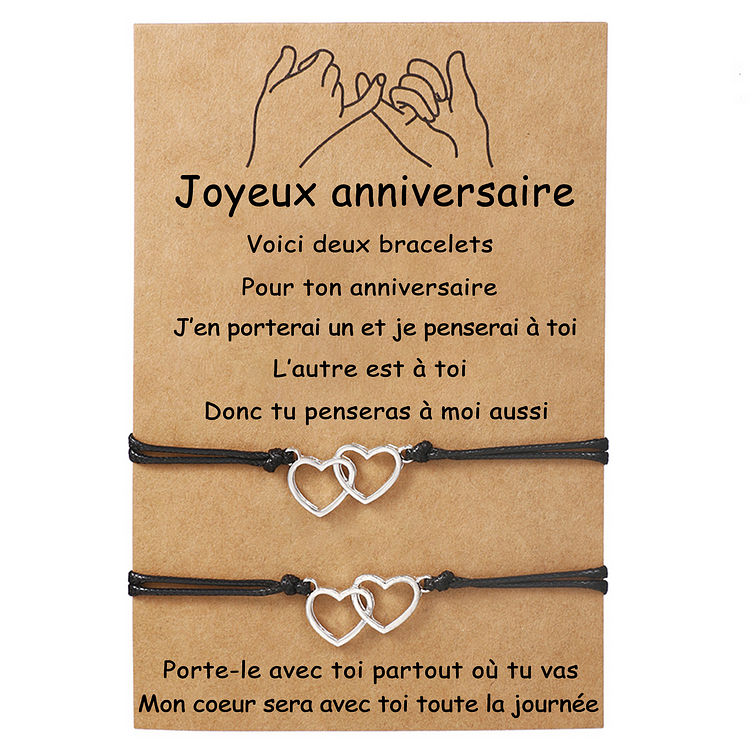 2PCS Ensemble de Bracelets Cœur - Cadeau Anniversaire Jessemade FR