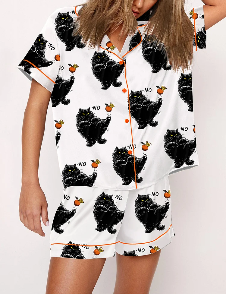 Women's Black Cat No Kings In America Anti Pajama Set