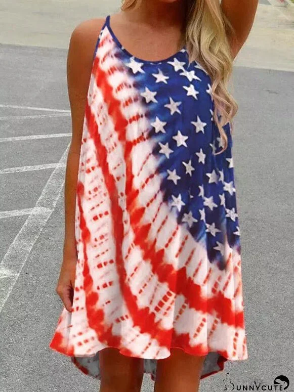 Dresses Star Tie Dye Print Open Back Sleeveless Dress for Women