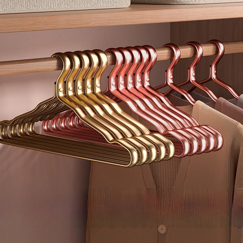 Space Aluminum Alloy Hanger Household Hanging Clothes Seamless Clothes Support Anti-slip Anti-shoulder Angle Light Luxury Metal Adult Drying Rack
