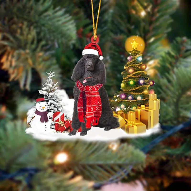 VigorDaily Black Poodle Christmas Ornament SM093