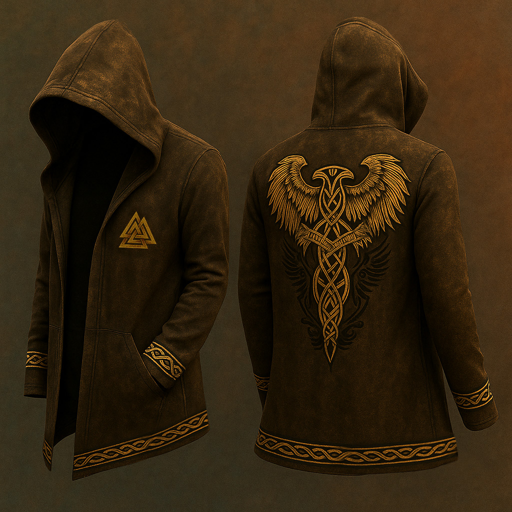 Men's Viking Nordic Eagle Vintage Hooded Jacket / Rvogue / Rvogue
