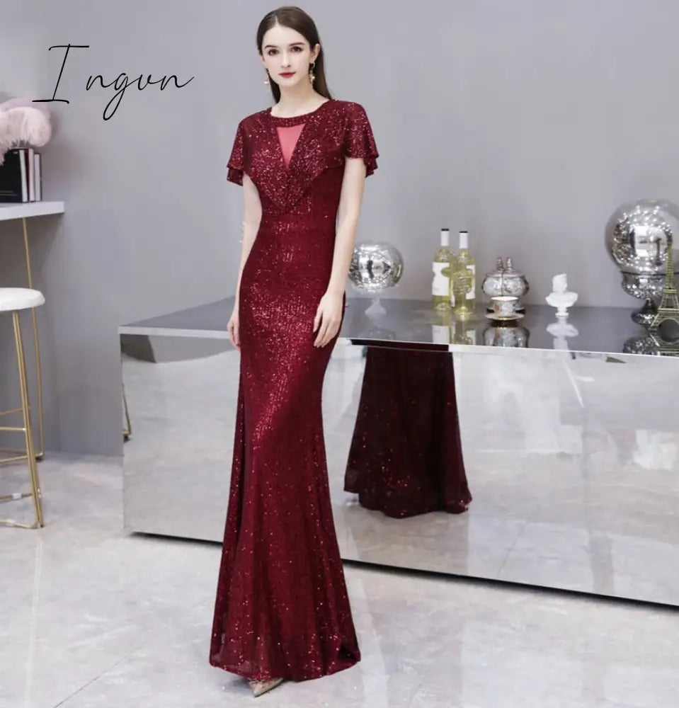 Ingvn - Womens Fashion Sexy Rose Gold Evening Dress Robe De Soiree Party Dresses Bridesmaid Mariage