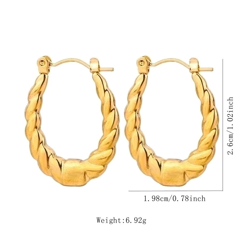 1 Pair Vintage Style U Shape Geometric Heart Shape Plating 304 Stainless Steel None 18K Gold Plated Hoop Earrings