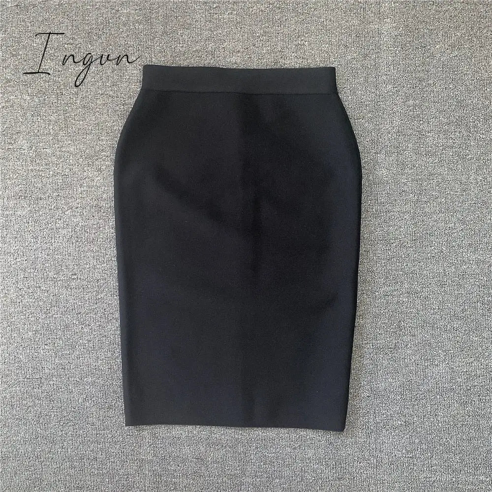 Ingvn - High Quality Women New Rayon Bandgae Skirt Elegant Pencil Celebrity Sexy Club Party Wear