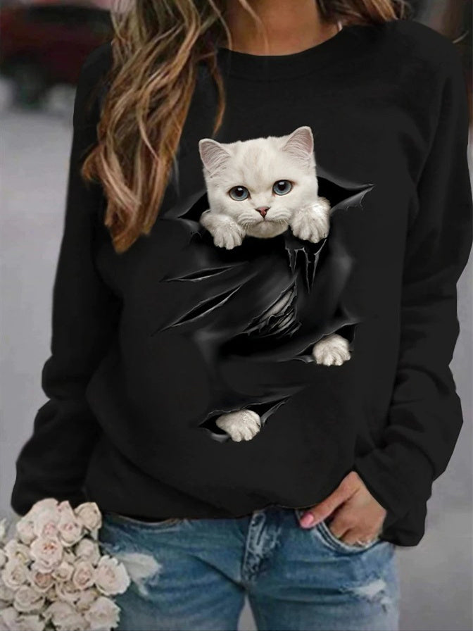 Women Long Sleeve V-neck Graphic Floral Printed Top
