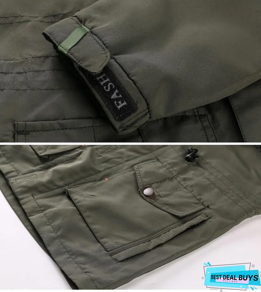 Bomber Jacket Men Multi-pocket Waterproof Military tactical Jacket Cap Windbreaker Men Coat Outdoor storm wear
