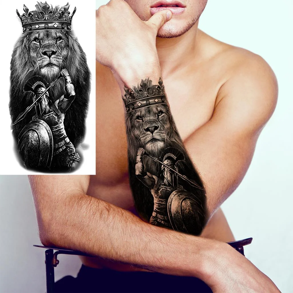 Sdrawing Realistic Black Devil Temporary Tattoos For Men Adult Tiger Pirate Skeleton Vampire Fake Tattoo Forearm Scary Tatoo Joker