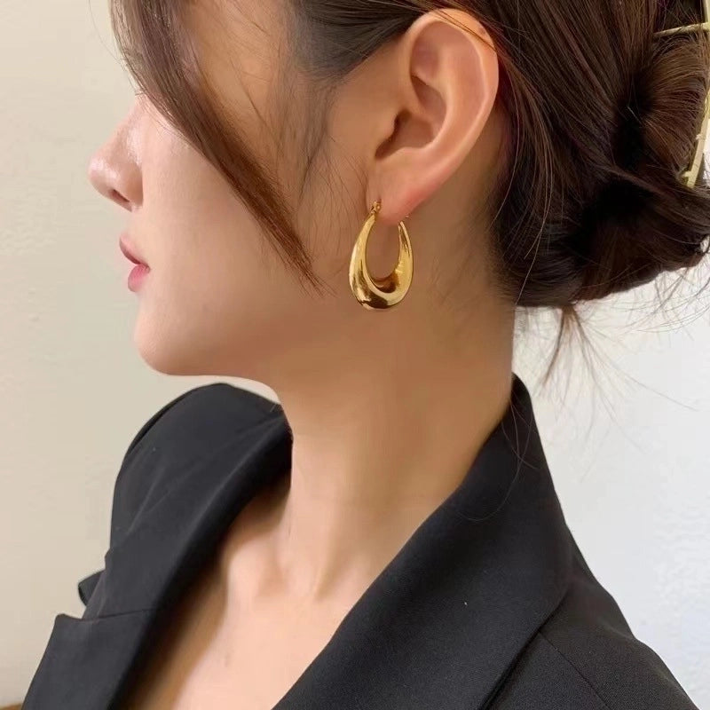 1 Pair Minimalist U Shape Plating Stainless Steel 18k Gold Plated Earrings
