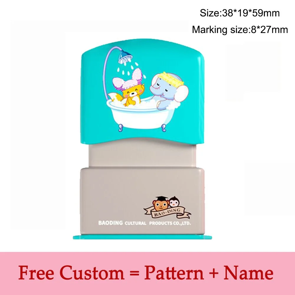 Personalized Seal Stamp Custom Children Teacher Cartoon Kindergarten All Language Name On Student Clothes Non-fading Ink