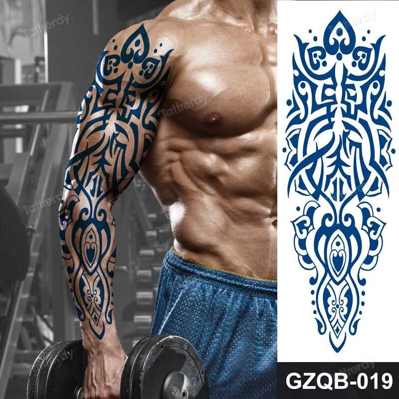 large temporary tattoos full arm sleeve tattoo men totem tribal dragon desgins long lasting tattoo waterproof safe juice ink