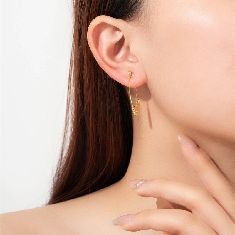 1 Piece 18K Gold Plated 925 Sterling Silver Zircon Paper Clip Earrings