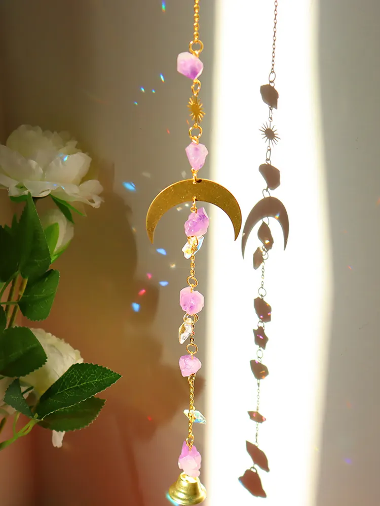 Hanging Crystal Star Eye Window Car Prism Moon Bell Pendants