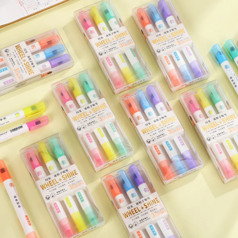 4pcs/set Multicolor Letter Pattern Highlighter Markers Set, For Art,  Highlight And Note-taking