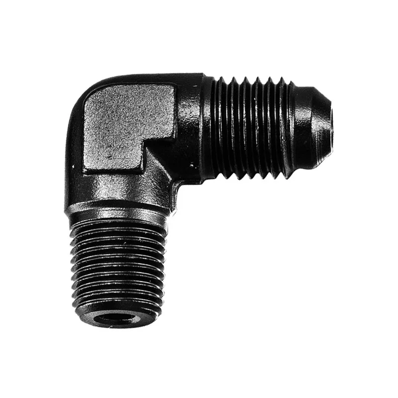 Alloyworks 4AN Male Flare to 1/8" NPT Pipe 90 Degree Fitting Adapter Aluminum